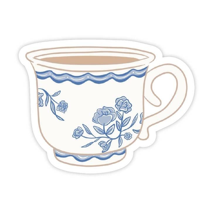 Blue and White Tea Cup Sticker