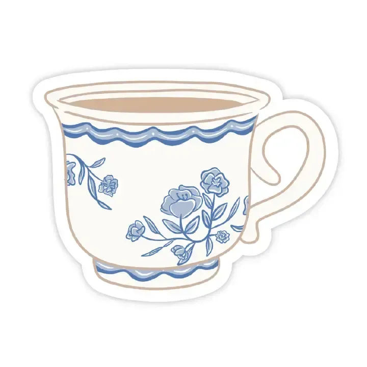 Blue and White Tea Cup Sticker