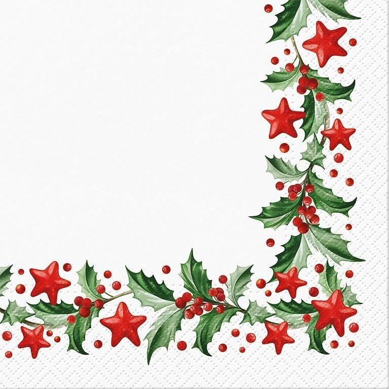 Lg Holly &amp; Stars Napkins (20pk)