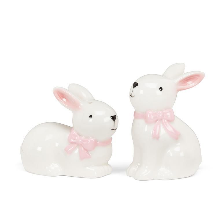 Pink Bow Bunny Salt &amp; Pepper Set