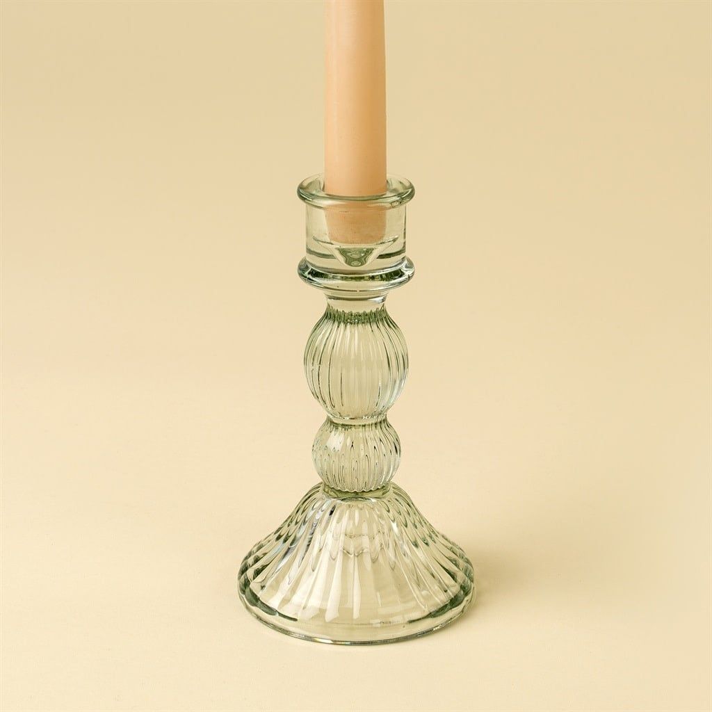 Large Aqua Callista Glass Candleholder