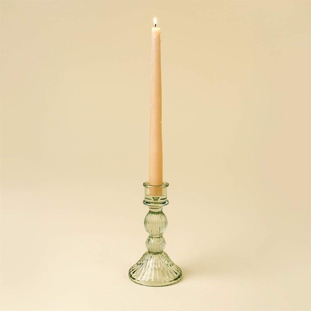 Large Aqua Callista Glass Candleholder
