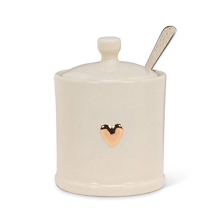 Gold Heart on Covered Jam Jar