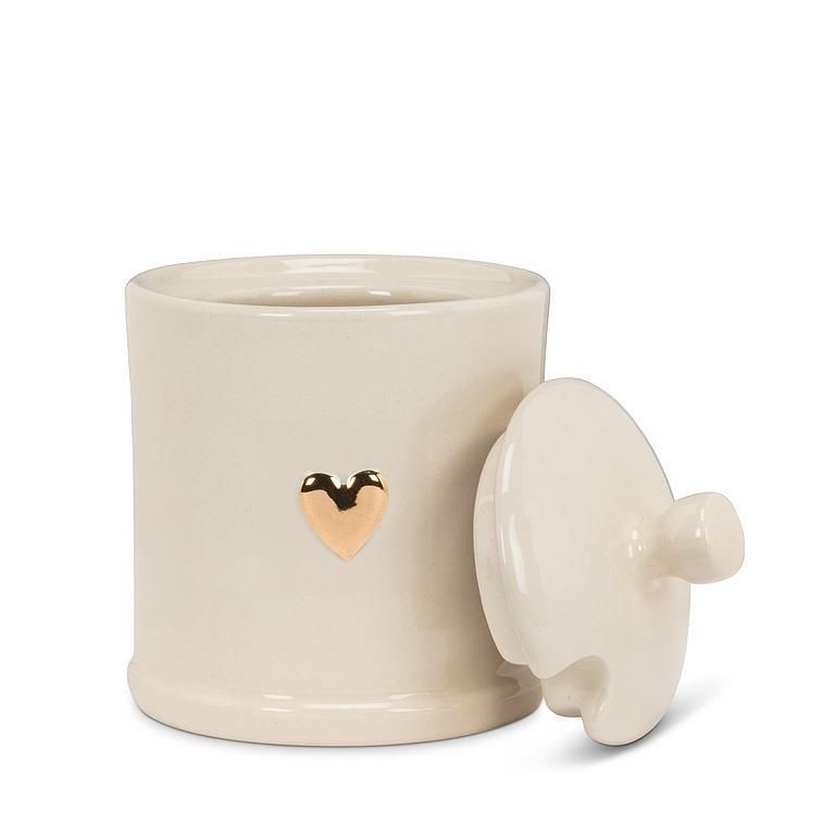 Gold Heart on Covered Jam Jar