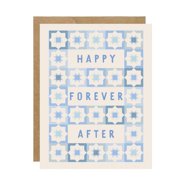 Happy Forever After Wedding Something Blue Quilt Card