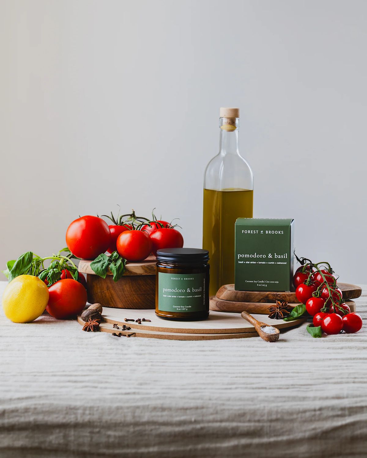Pomodoro &amp; Basil  Wooden Wick Candle