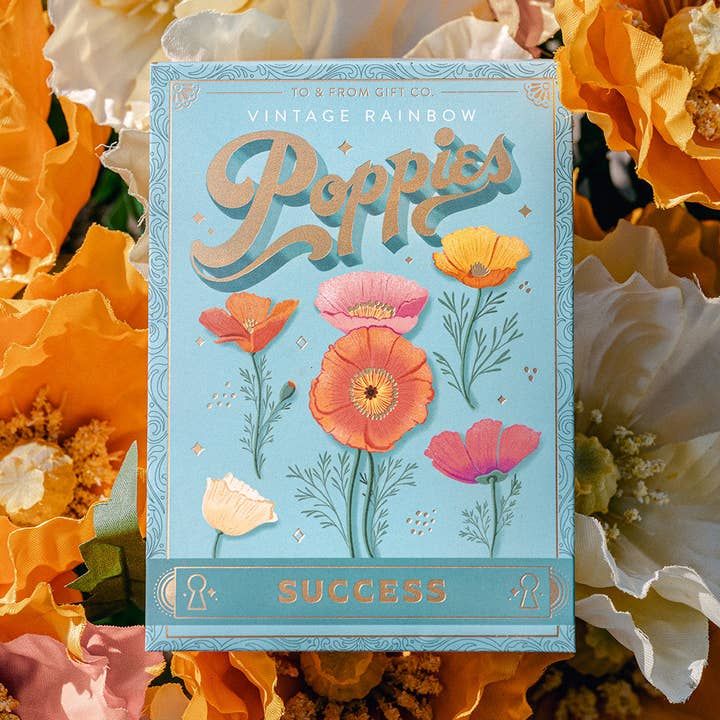Vintage Rainbow Poppies (Success) - Floriography Seed Packet