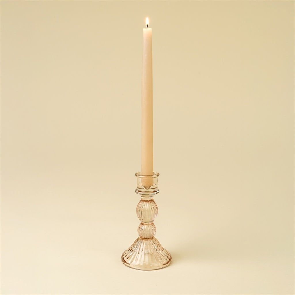 Large Blush Callista Glass Candleholder