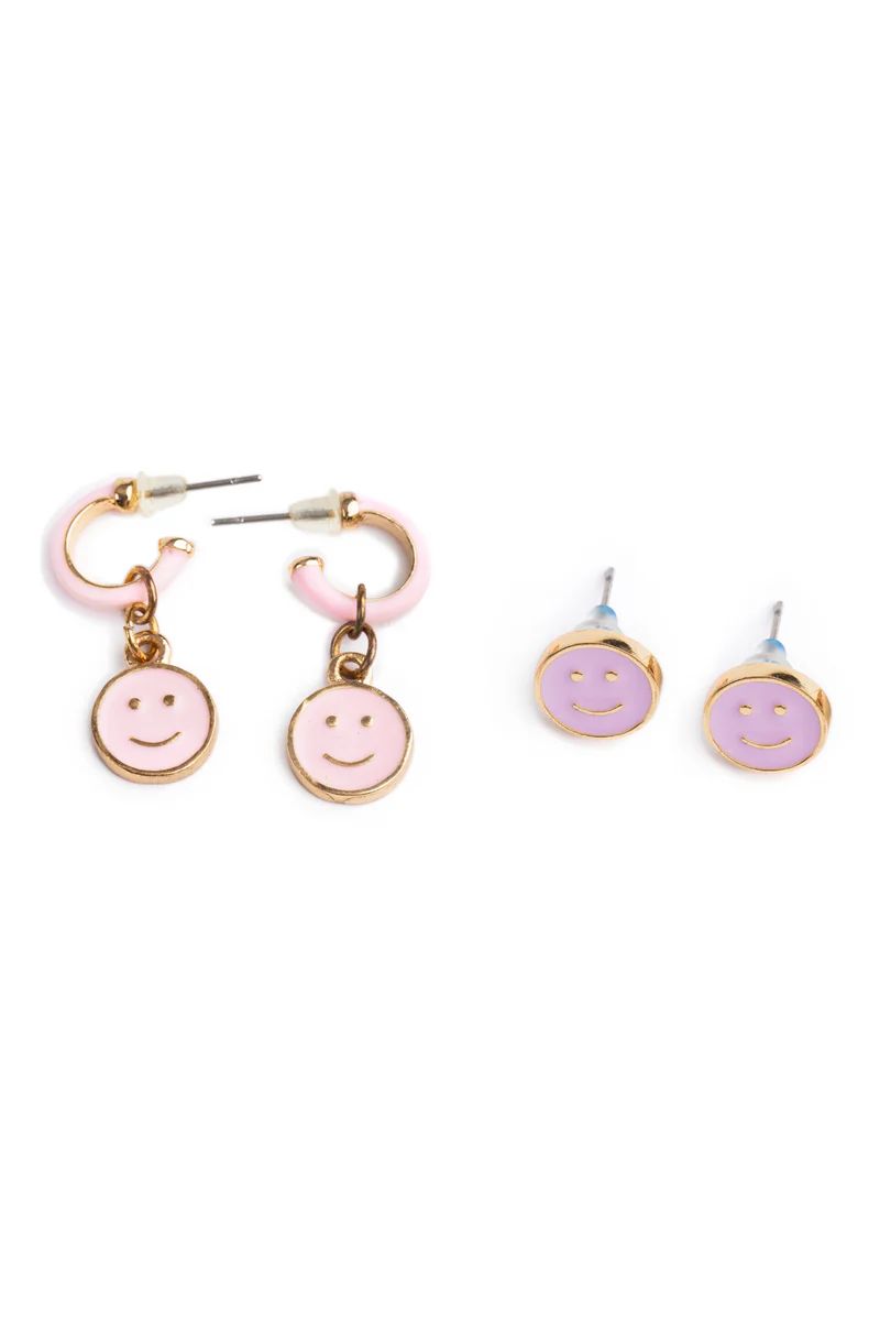 All Smiles Earrings, 2 Sets