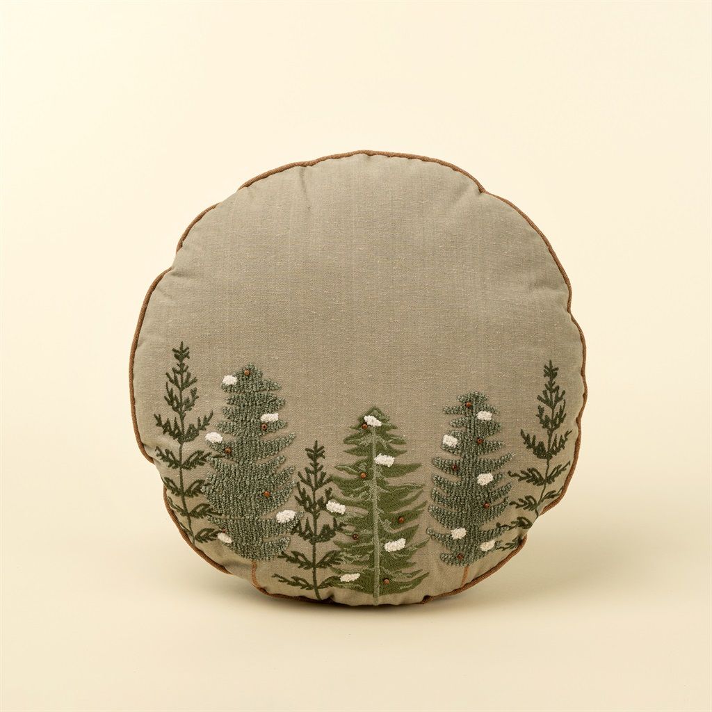 Alpine Trees Round Pillow