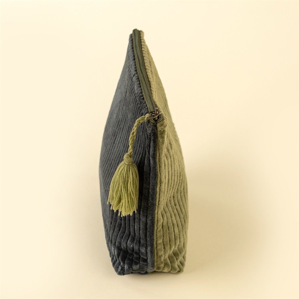 Medium Navy/GreenTwo-Tone Velvet Vanity Pouch