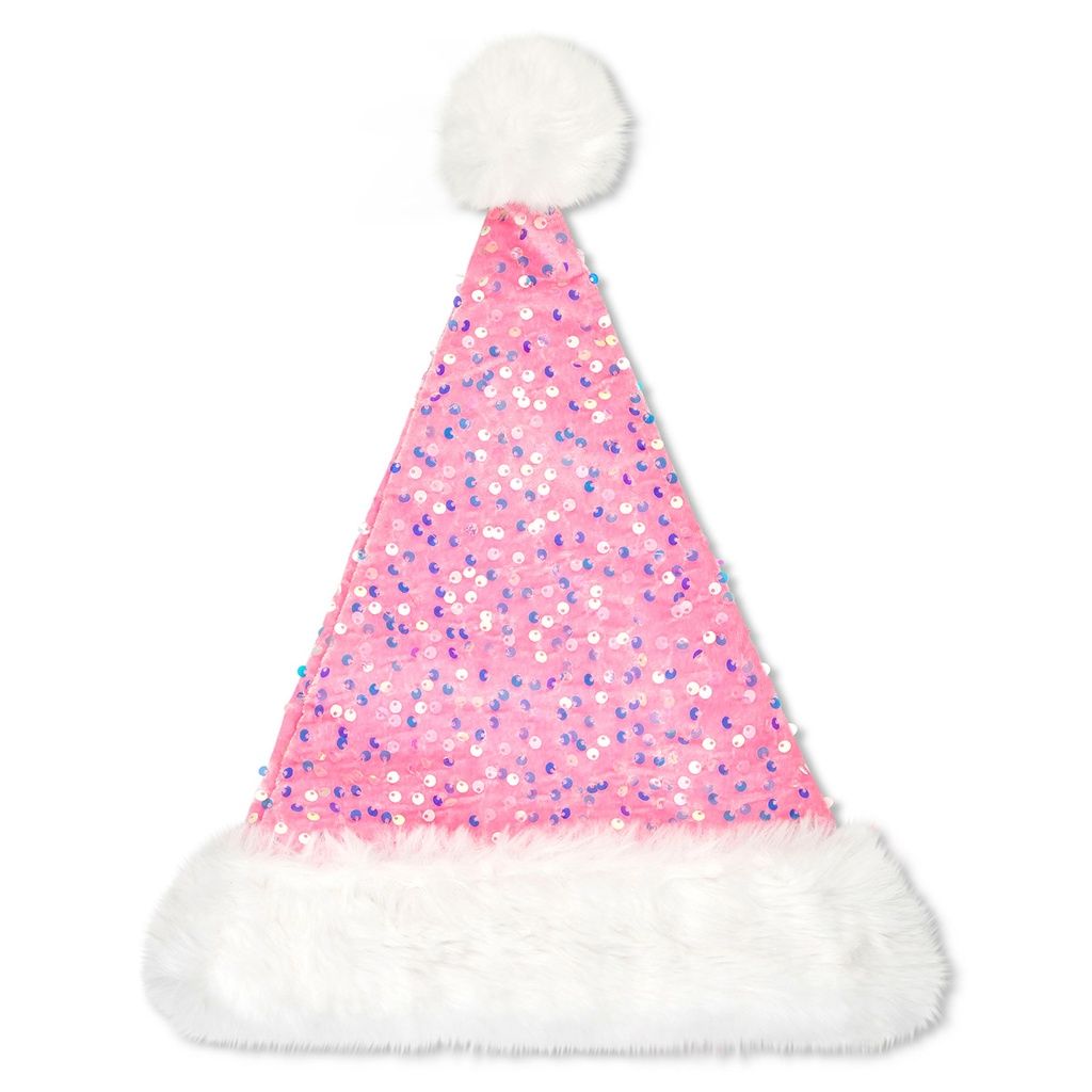 Pink Sequin Santa Hat
