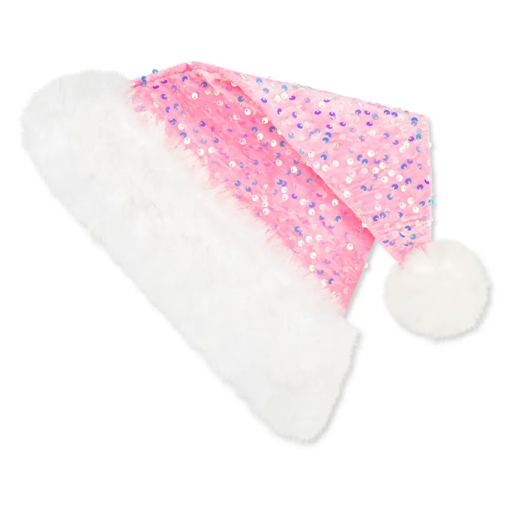 Pink Sequin Santa Hat