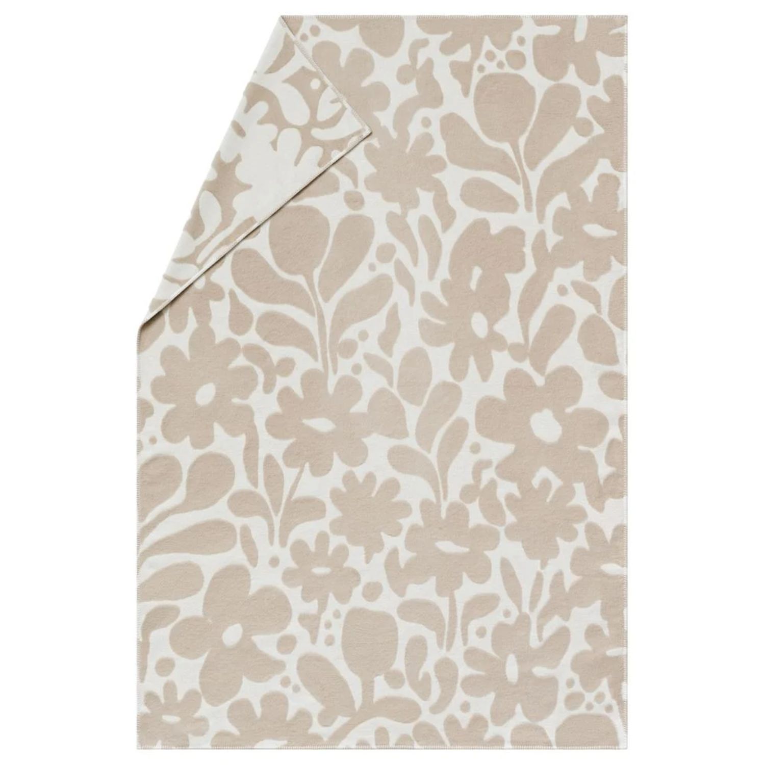 CARLA Ecru Plaid "Flowers" Throw 200 x135 cm