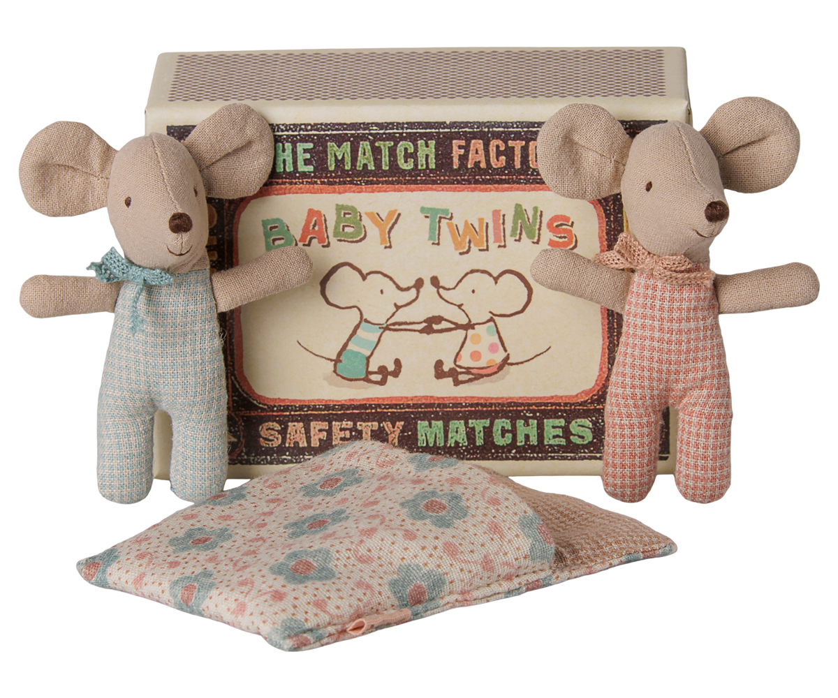 Checker Baby Twin Mice in Matchbox