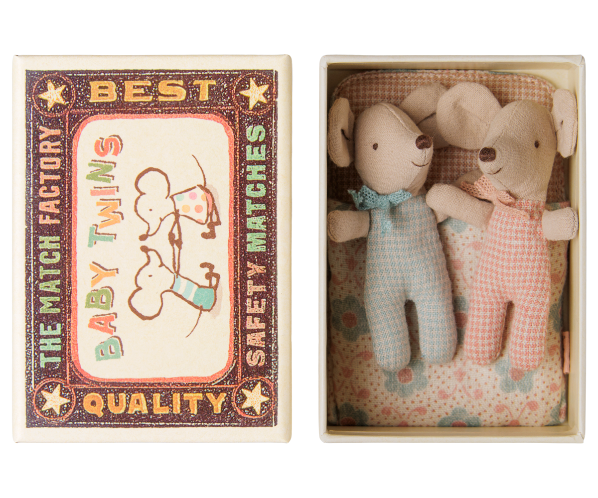 Checker Baby Twin Mice in Matchbox