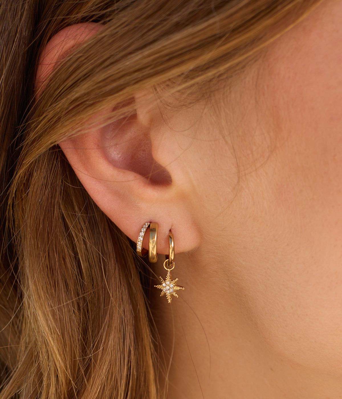 Vanya earrings - gold-plated steel, cubic zirconia