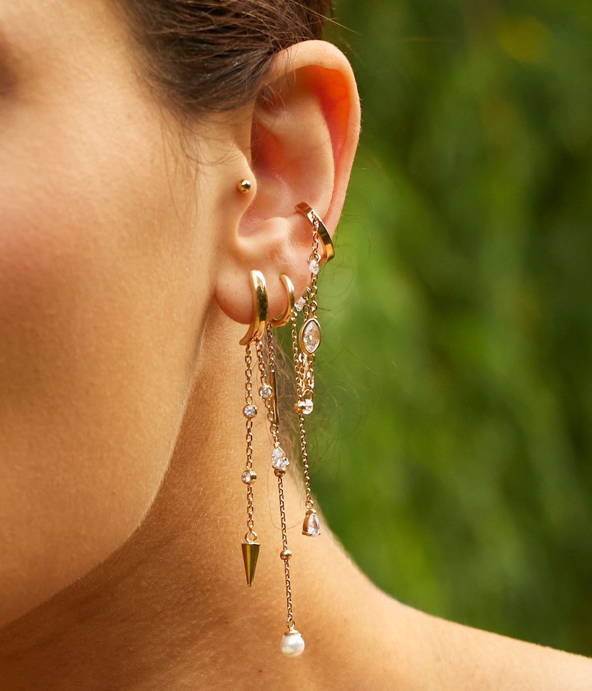 Zya earrings - gold-plated steel, cubic zirconia