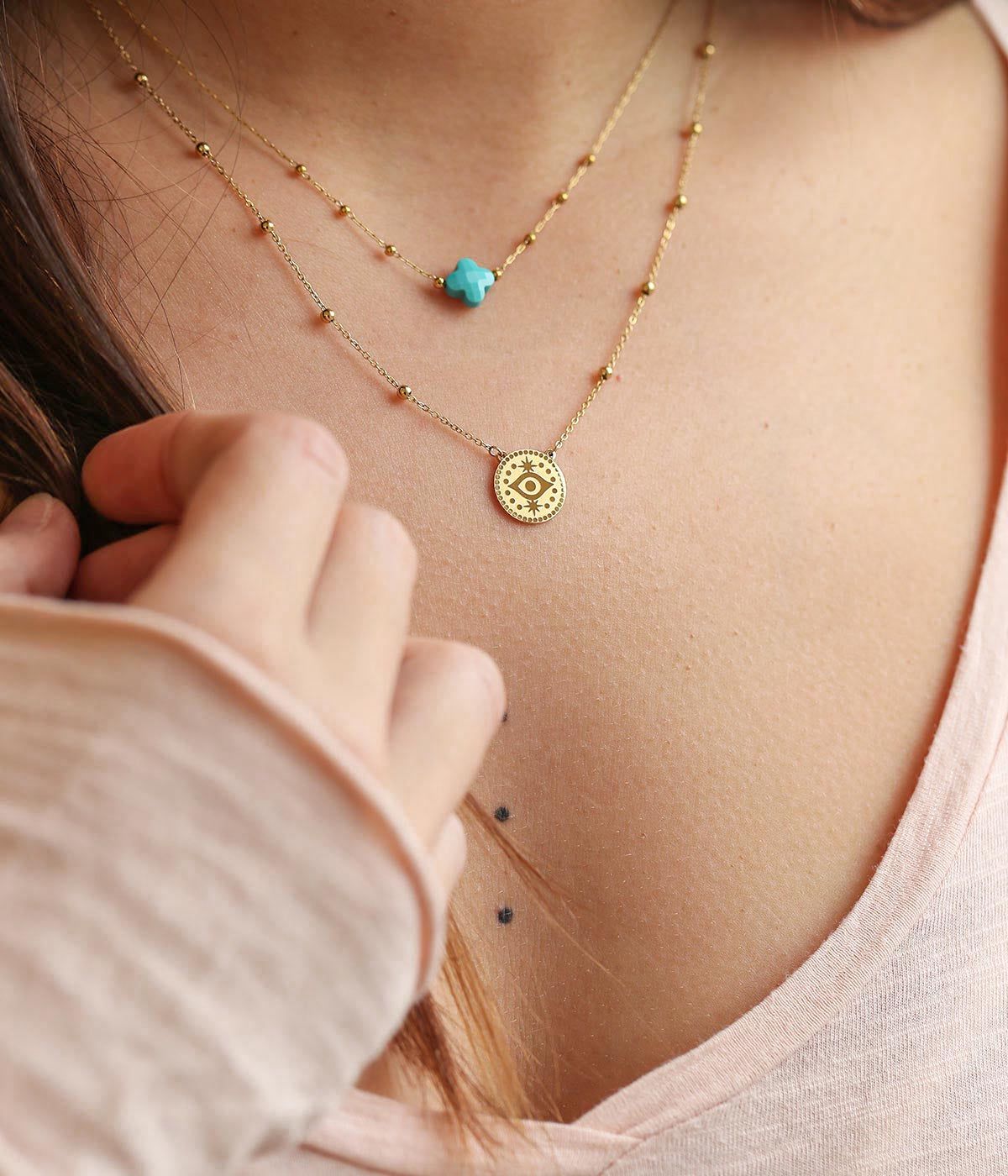 Velasquez necklace - gold-plated steel, mother-of-pearl