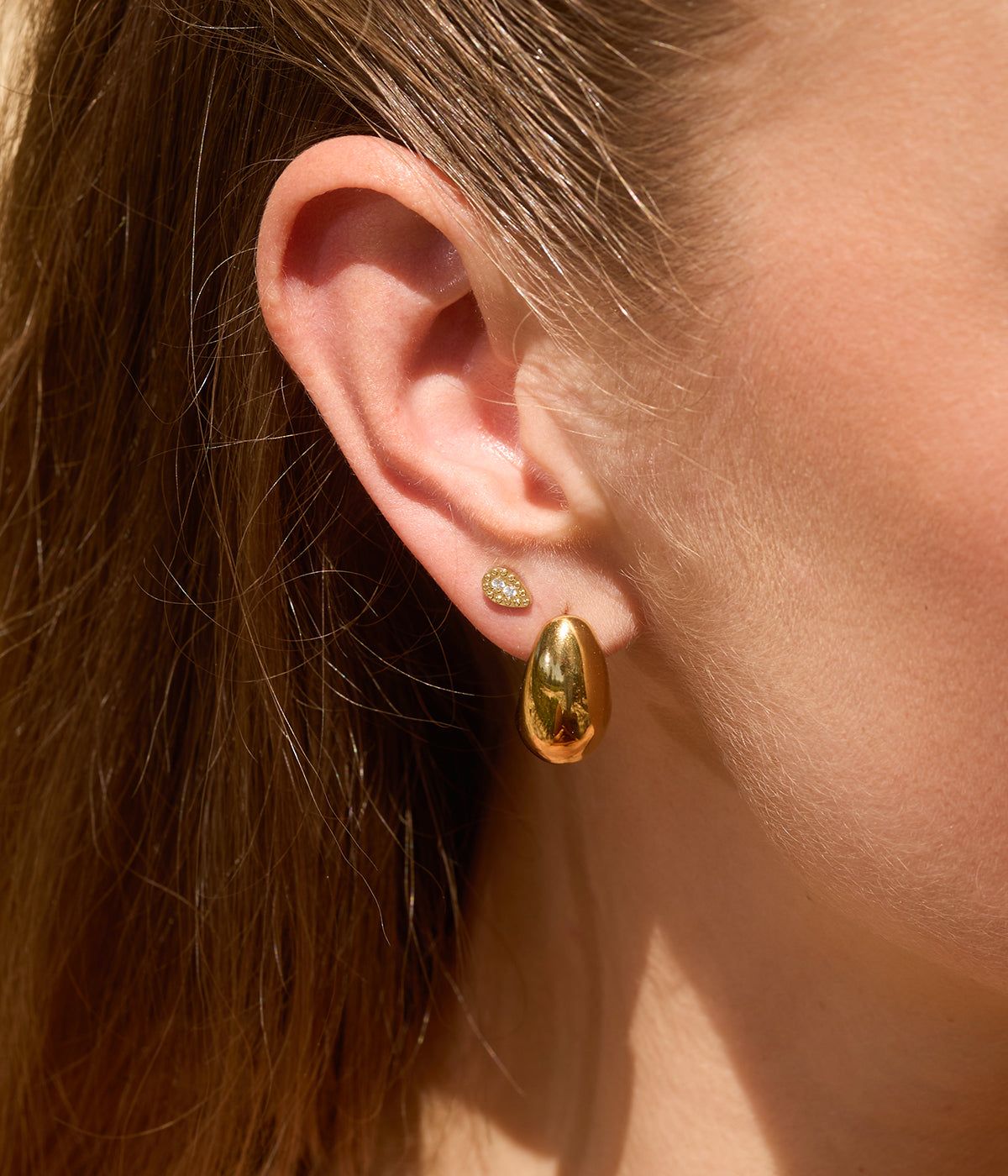 Tear earrings - gold-plated steel, cubic zirconia
