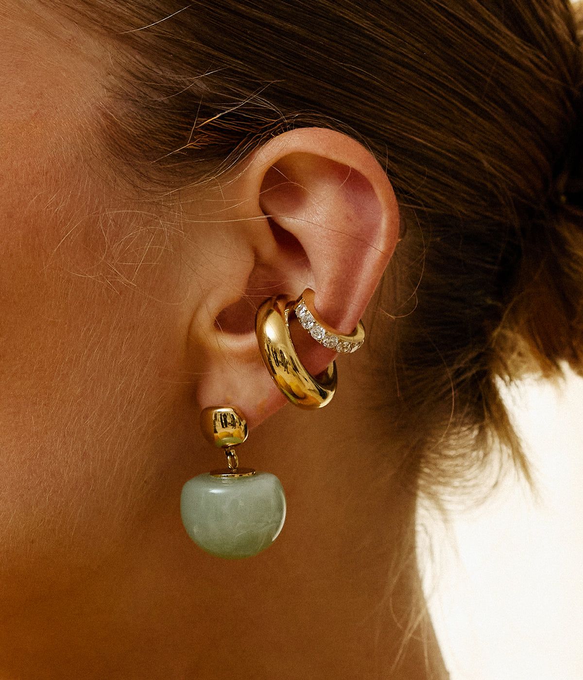 Rosazia earrings - gold-plated steel, white acetate