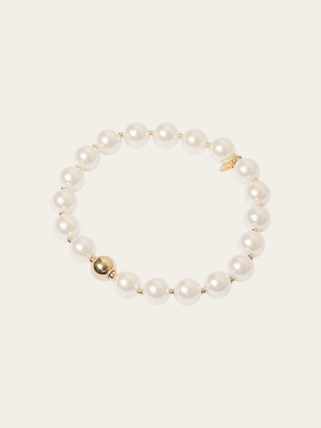 Marla bracelet - gold-plated steel, mother-of-pearl, stretch