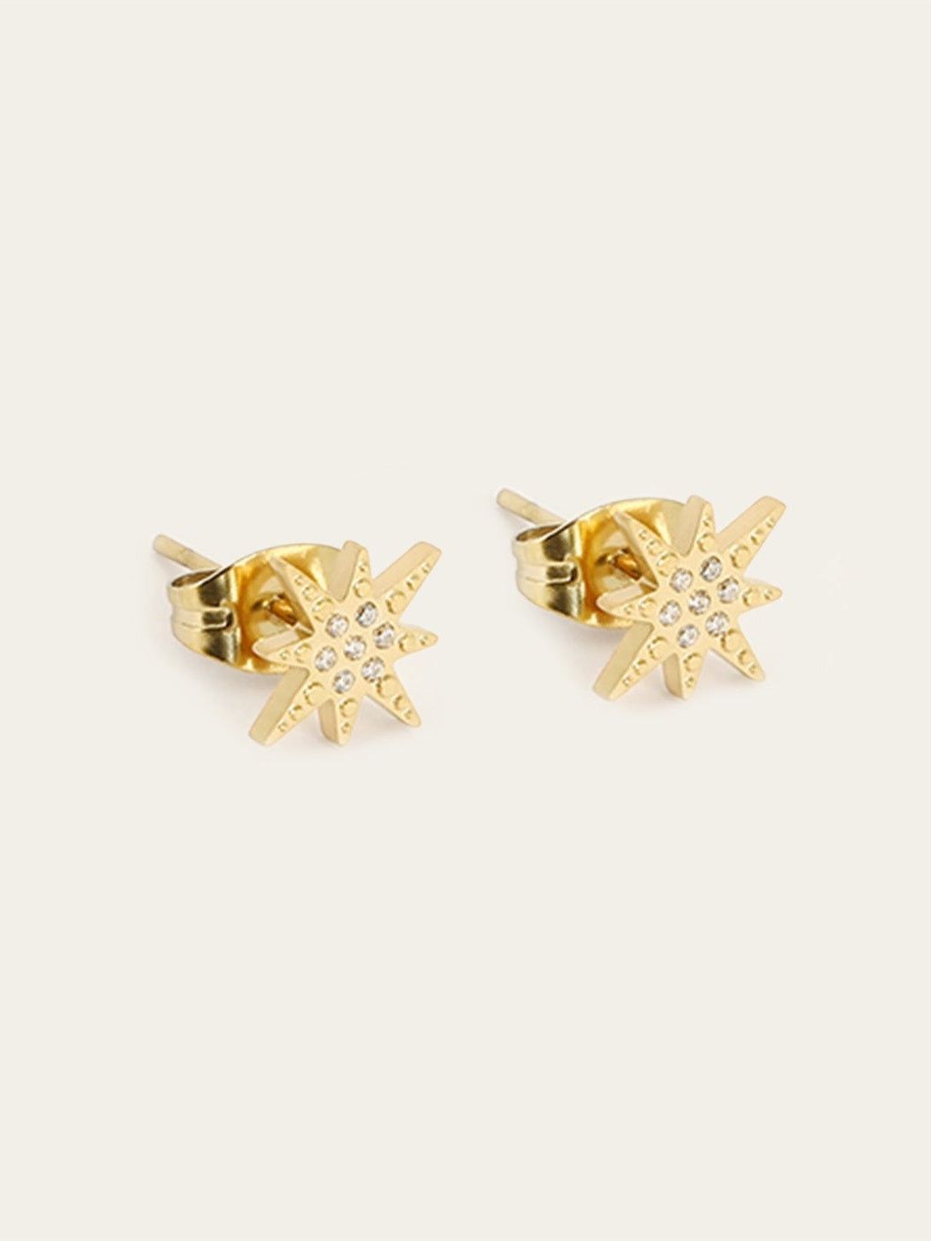 Isaac stud earrings - gold-plated steel, cubic zirconia