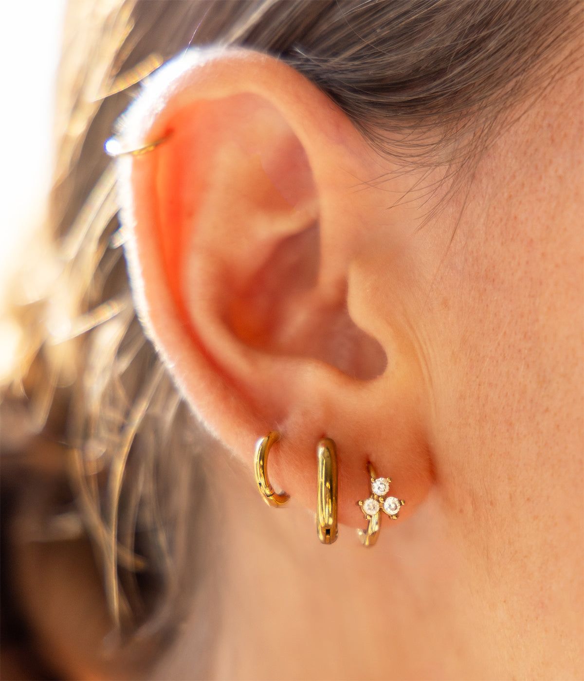 Nyx earrings - gold-plated steel, cubic zirconia