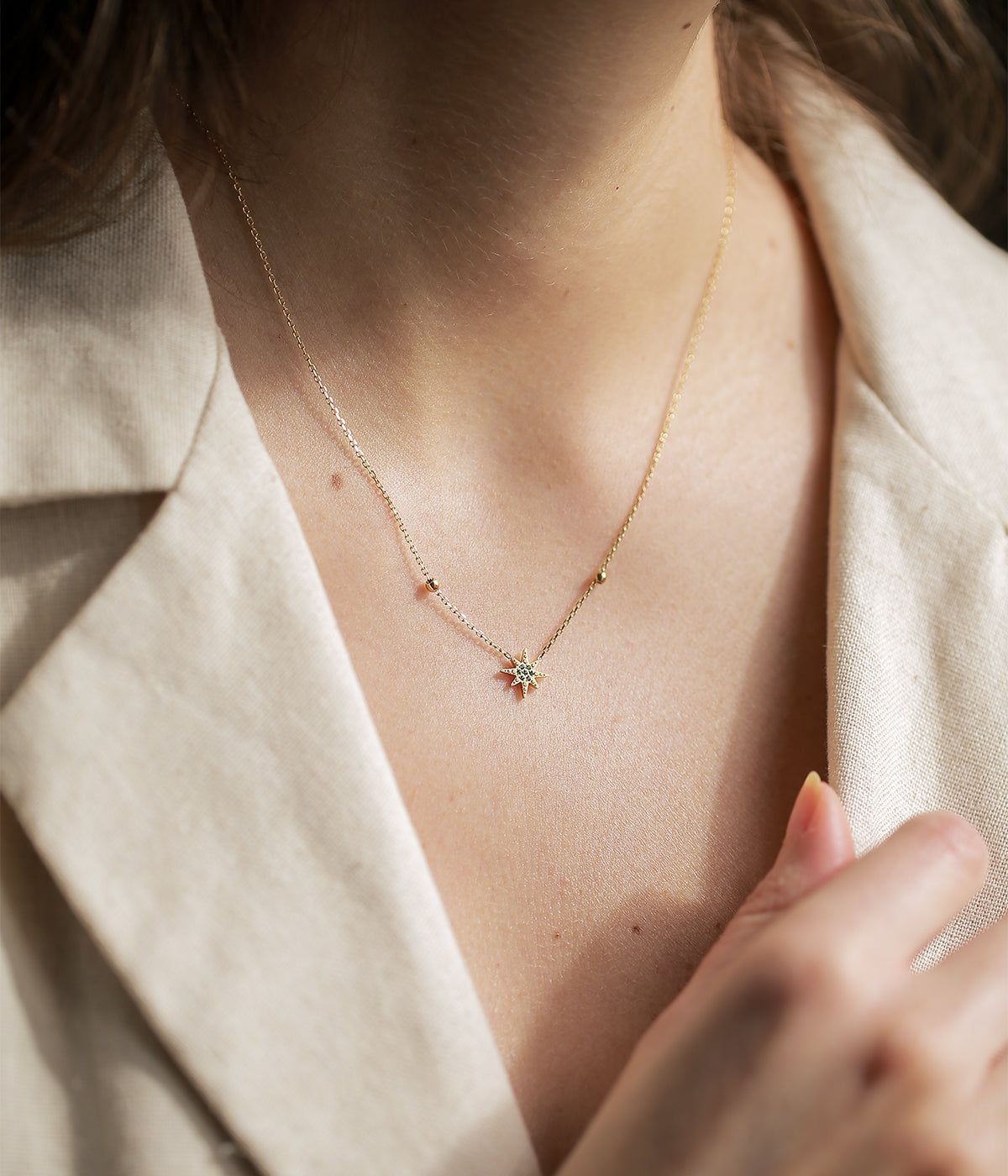 Newton necklace - gold-plated steel, cubic zirconia