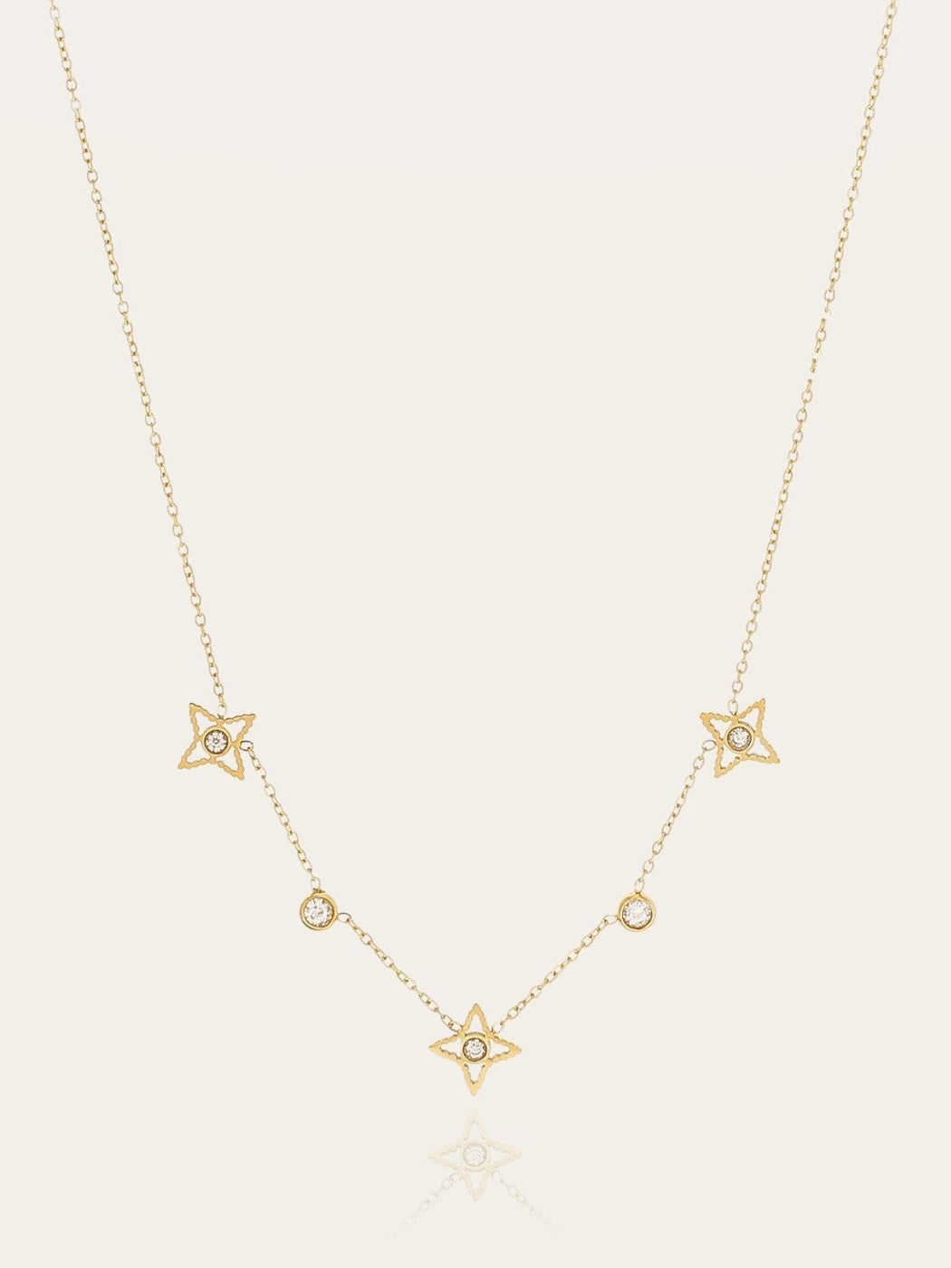 Manhattan necklace - gold-plated steel, cubic zirconia