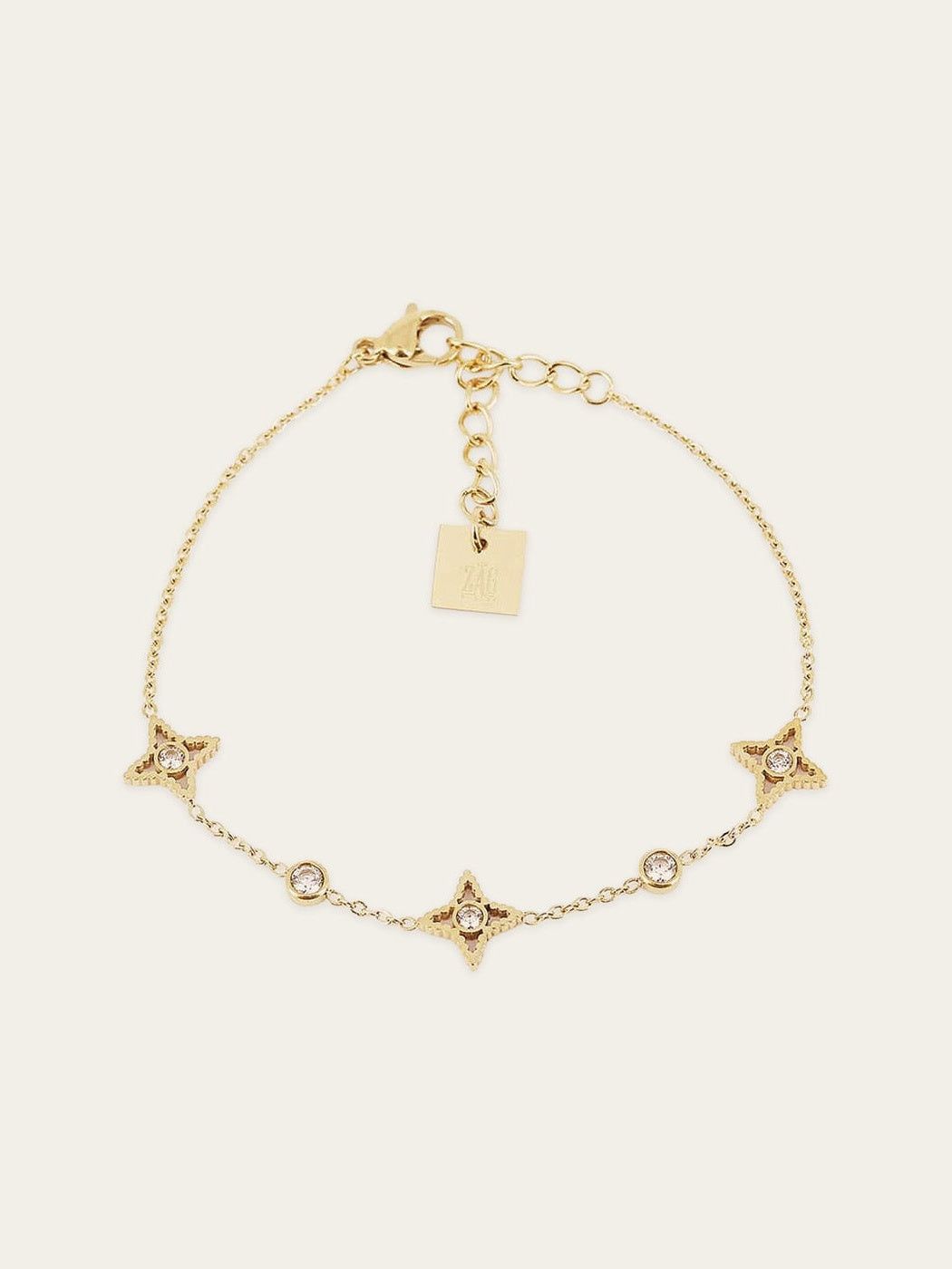 Manhattan bracelet - gold-plated steel, cubic zirconia