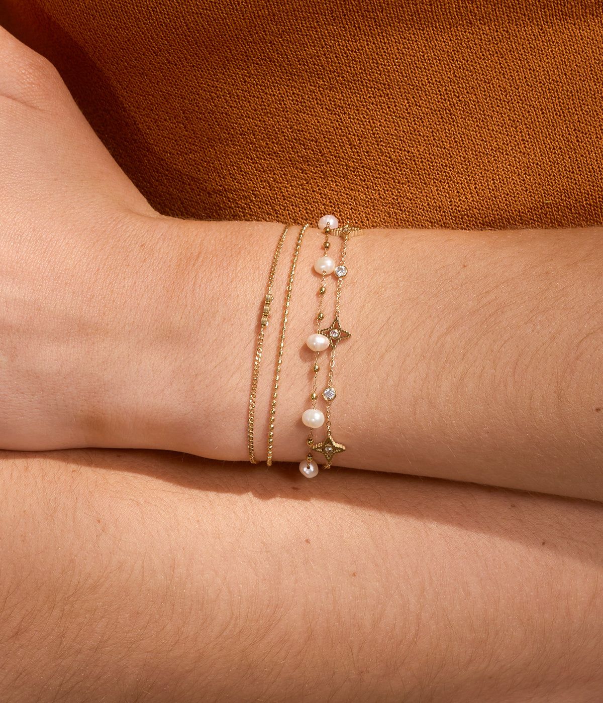Manhattan bracelet - gold-plated steel, cubic zirconia