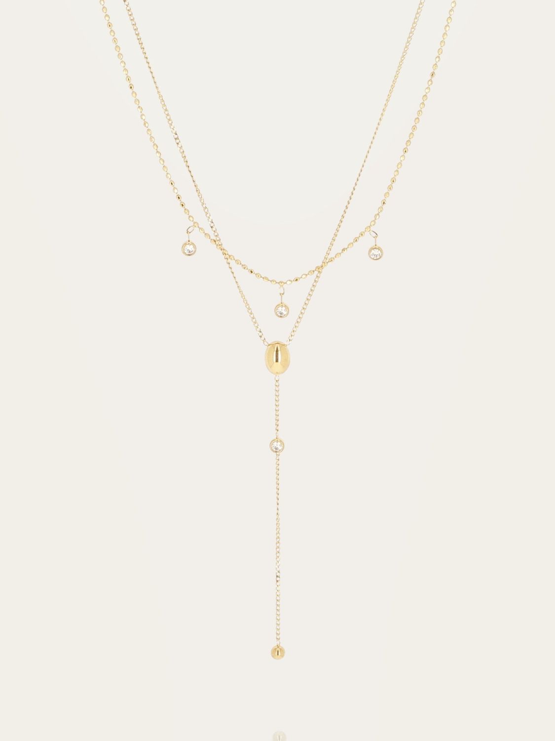Dilbana necklace - gold-plated steel, cubic zirconia