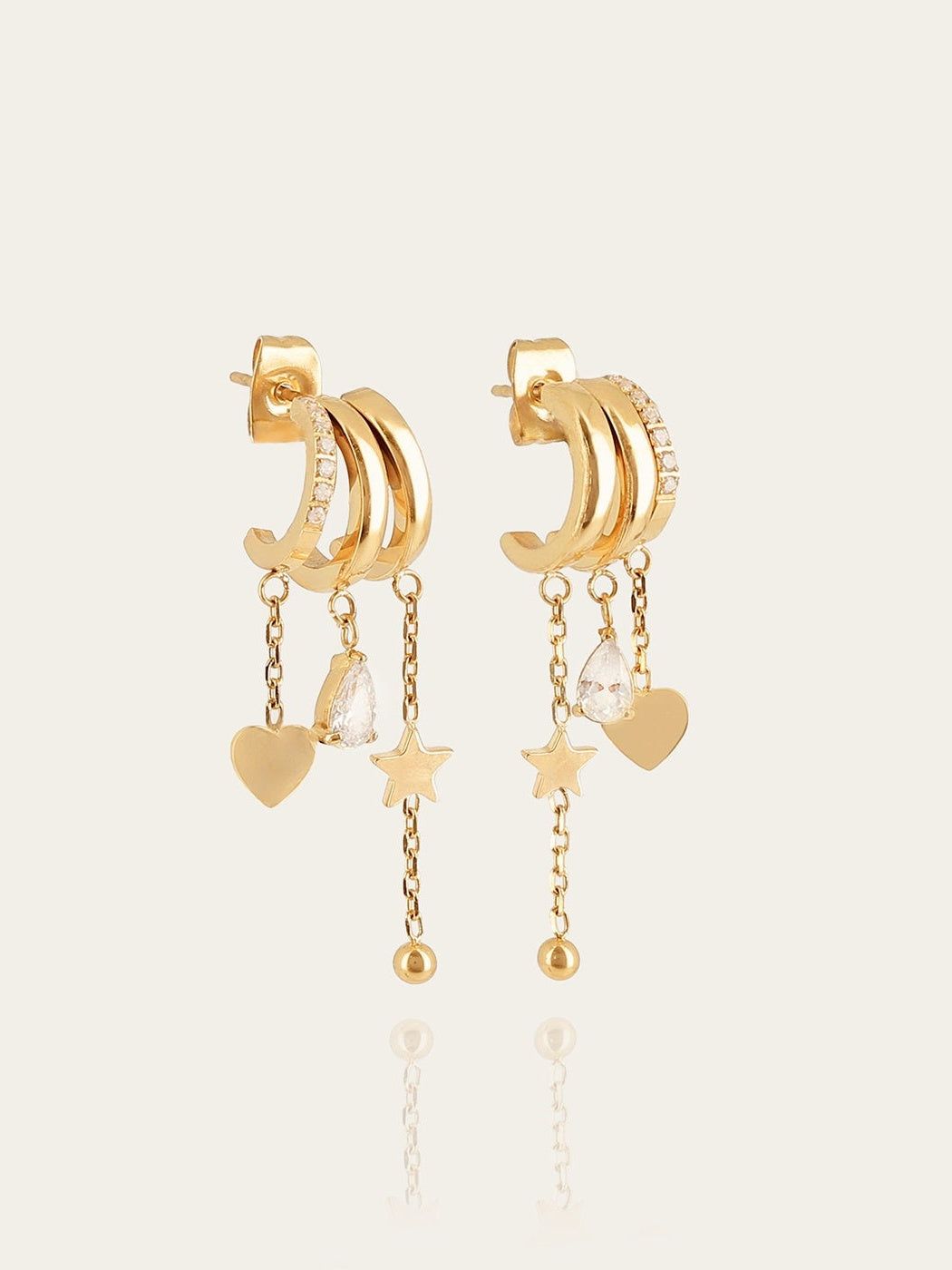 Beatriz earrings - gold-plated steel, cubic zirconia