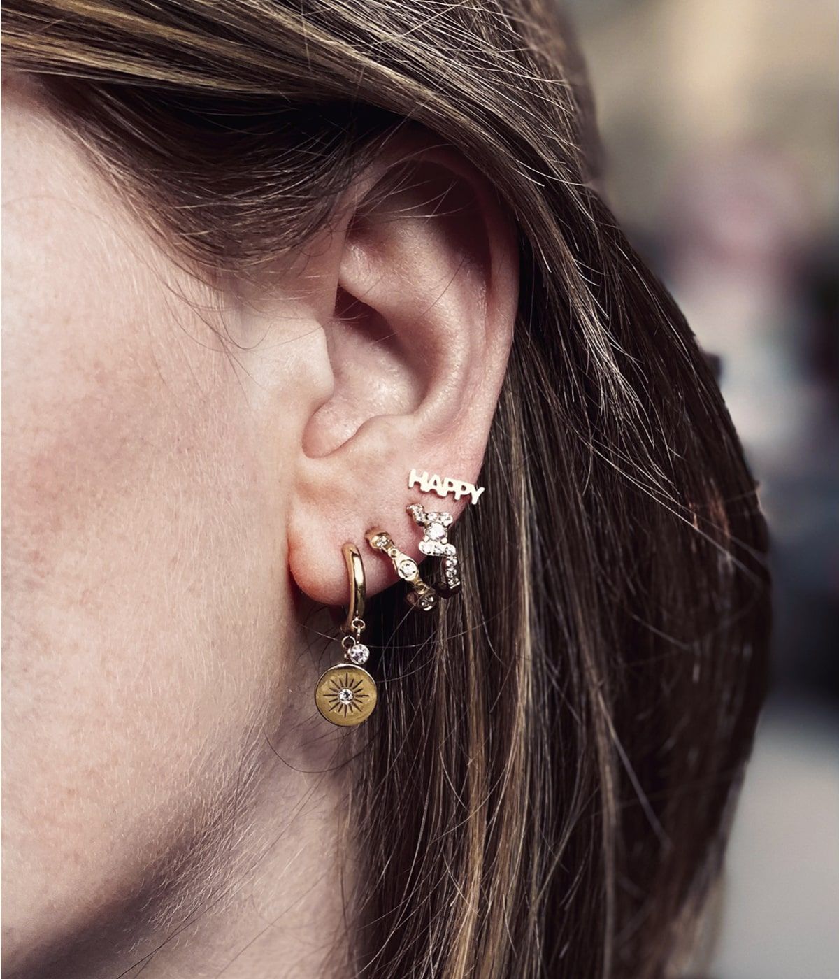 Ariel earrings - gold-plated steel, cubic zirconia