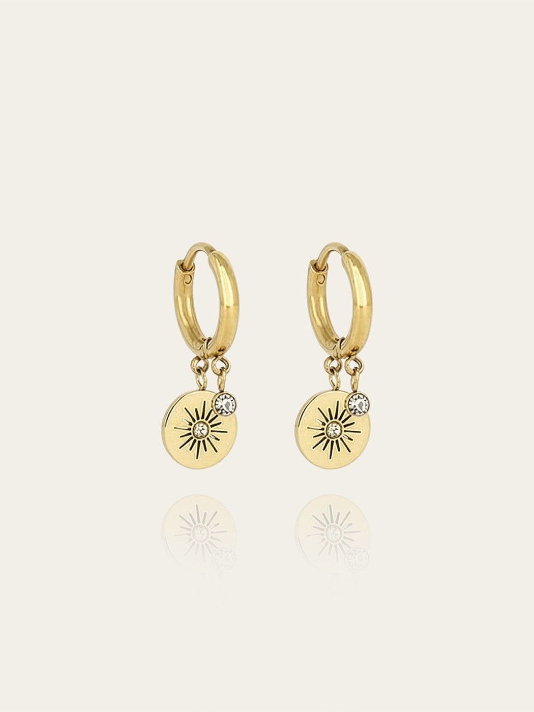 Ariel earrings - gold-plated steel, cubic zirconia