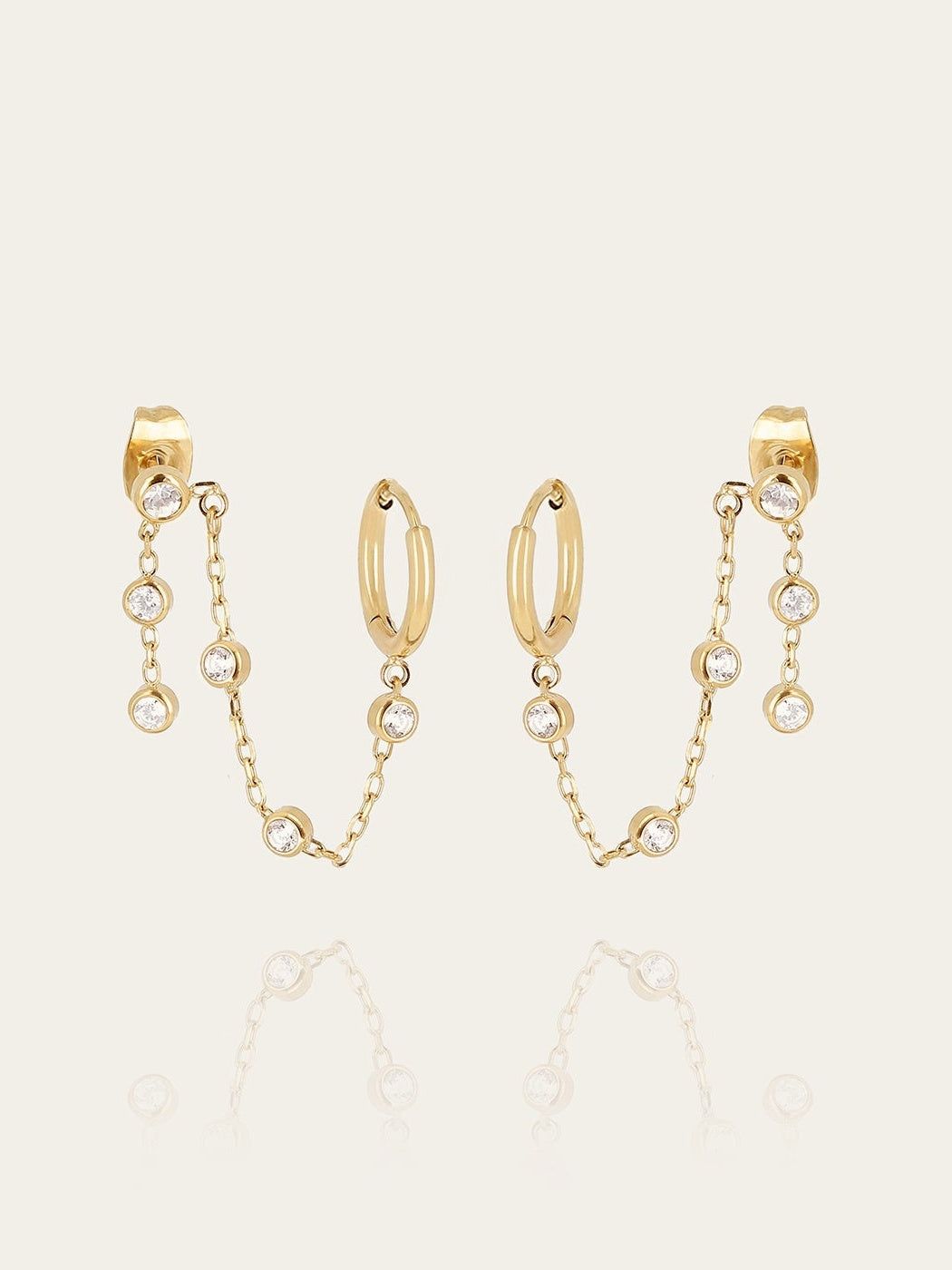 Ageha earrings - gold-plated steel, cubic zirconia