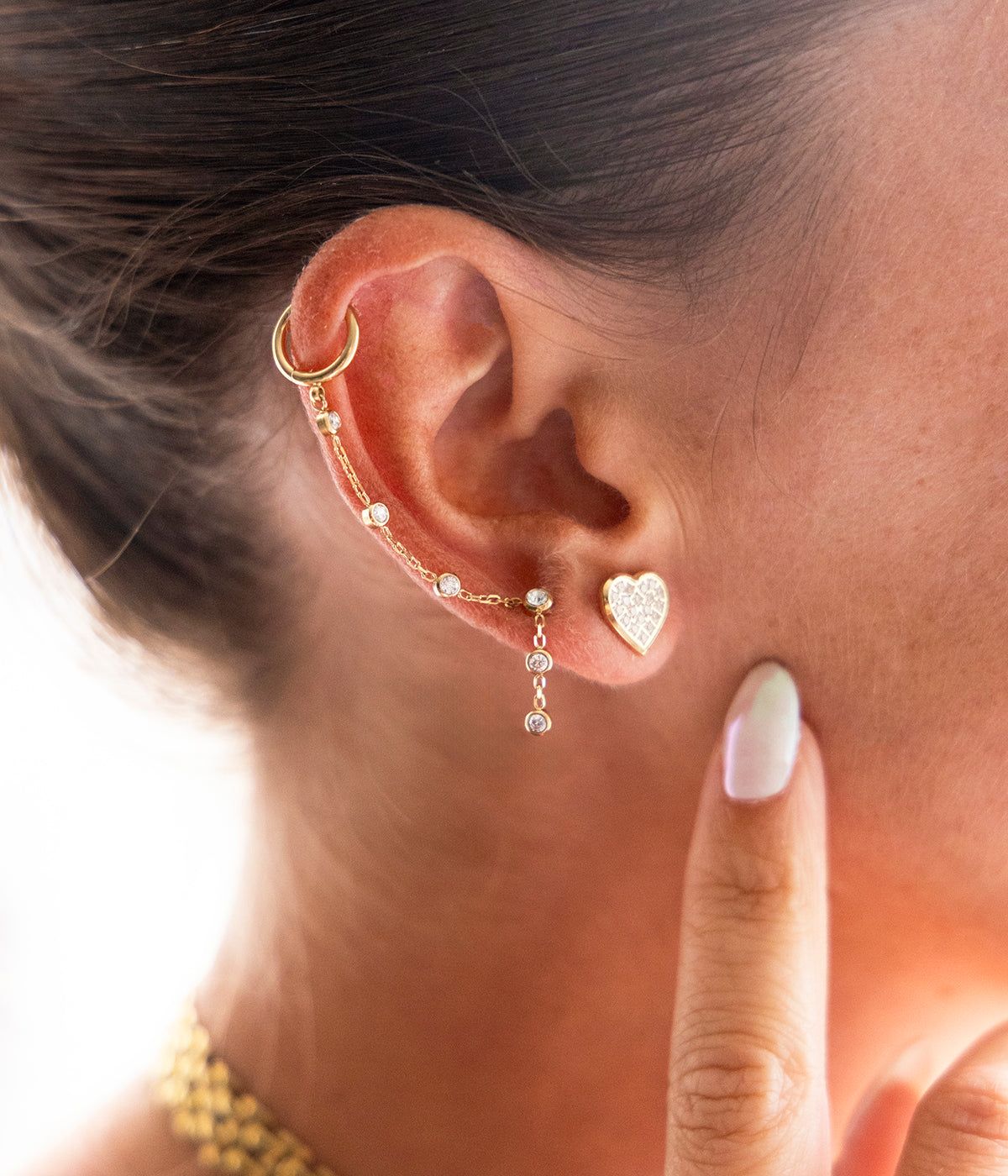 Ageha earrings - gold-plated steel, cubic zirconia