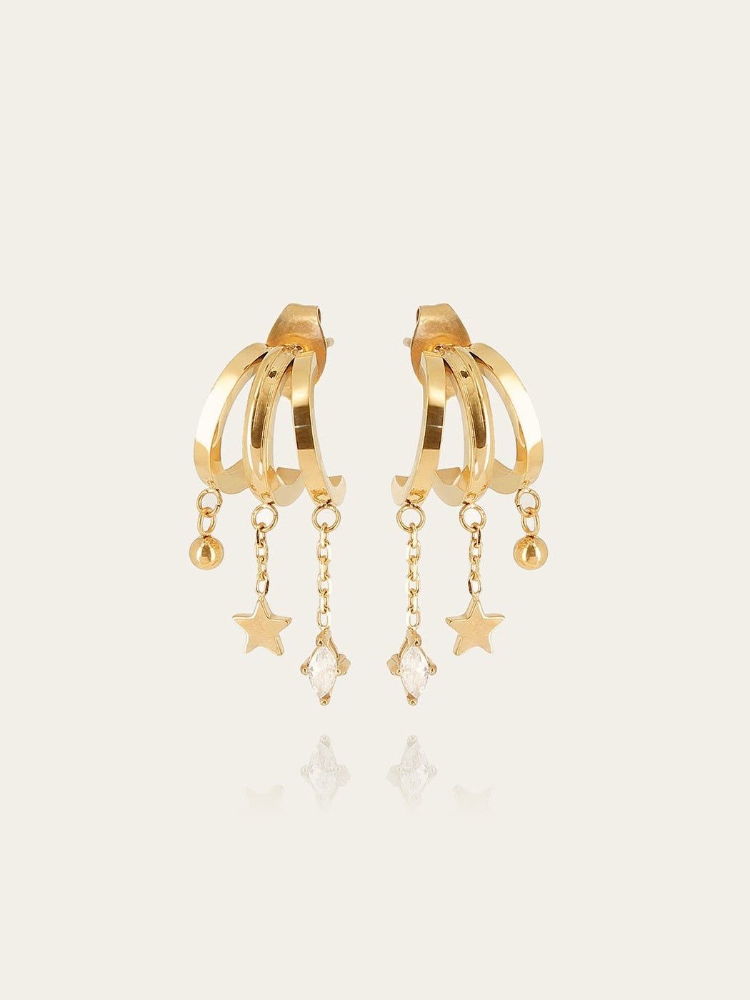 Abril earrings - gold-plated steel, cubic zirconia