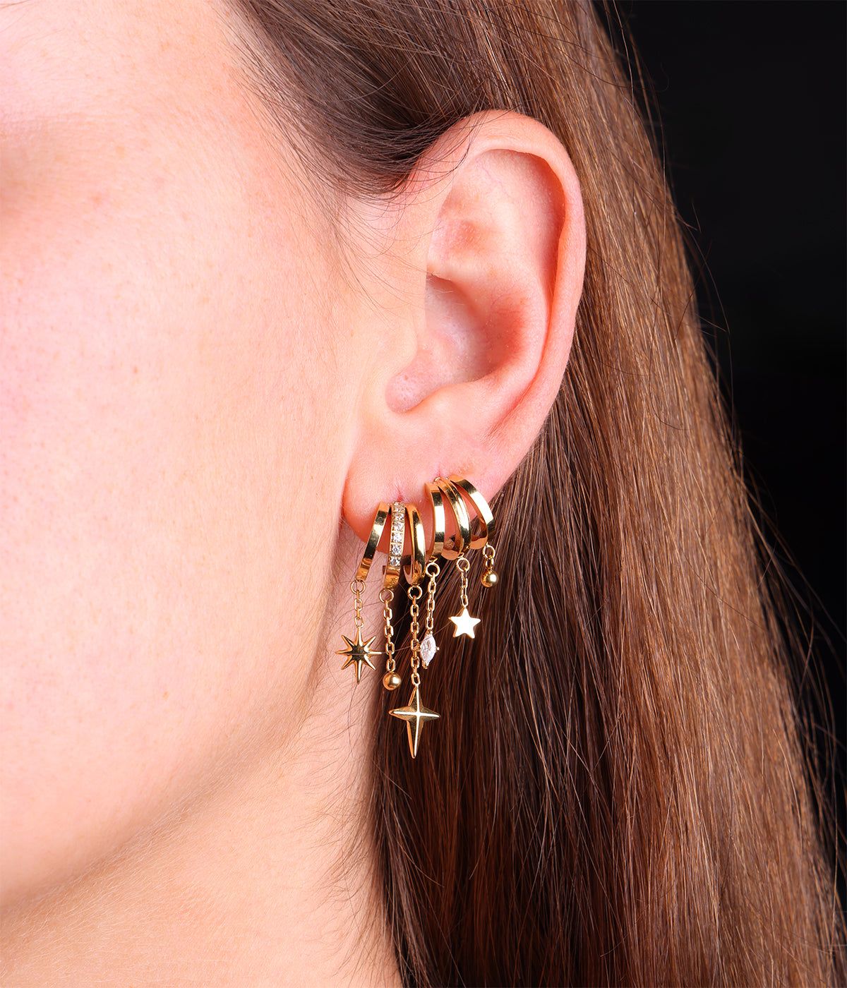 Abril earrings - gold-plated steel, cubic zirconia