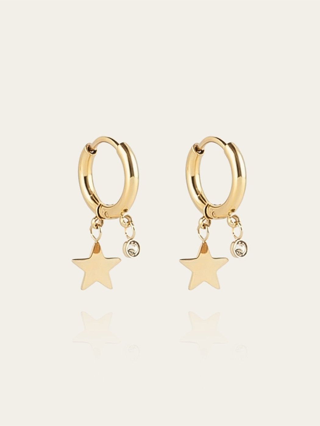 Lucky Star earrings - gold-plated steel, cubic zirconia