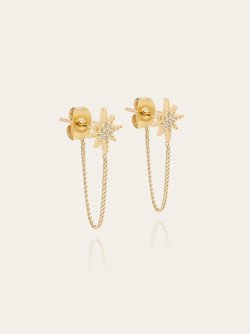 Isaac earrings - gold-plated steel, cubic zirconia