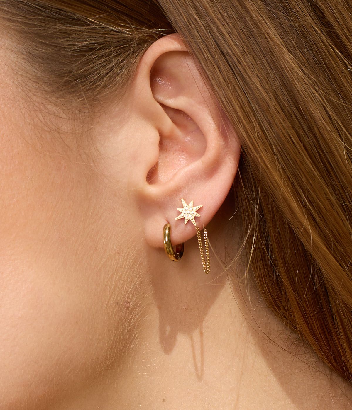 Isaac earrings - gold-plated steel, cubic zirconia