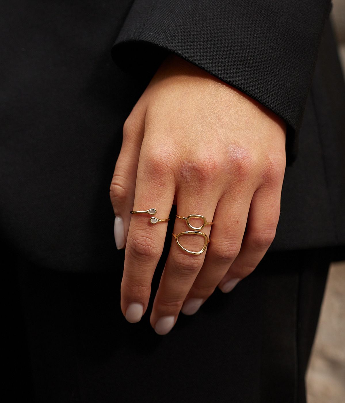 Enora adjustable ring - gold-plated steel, white mother-of-pearl