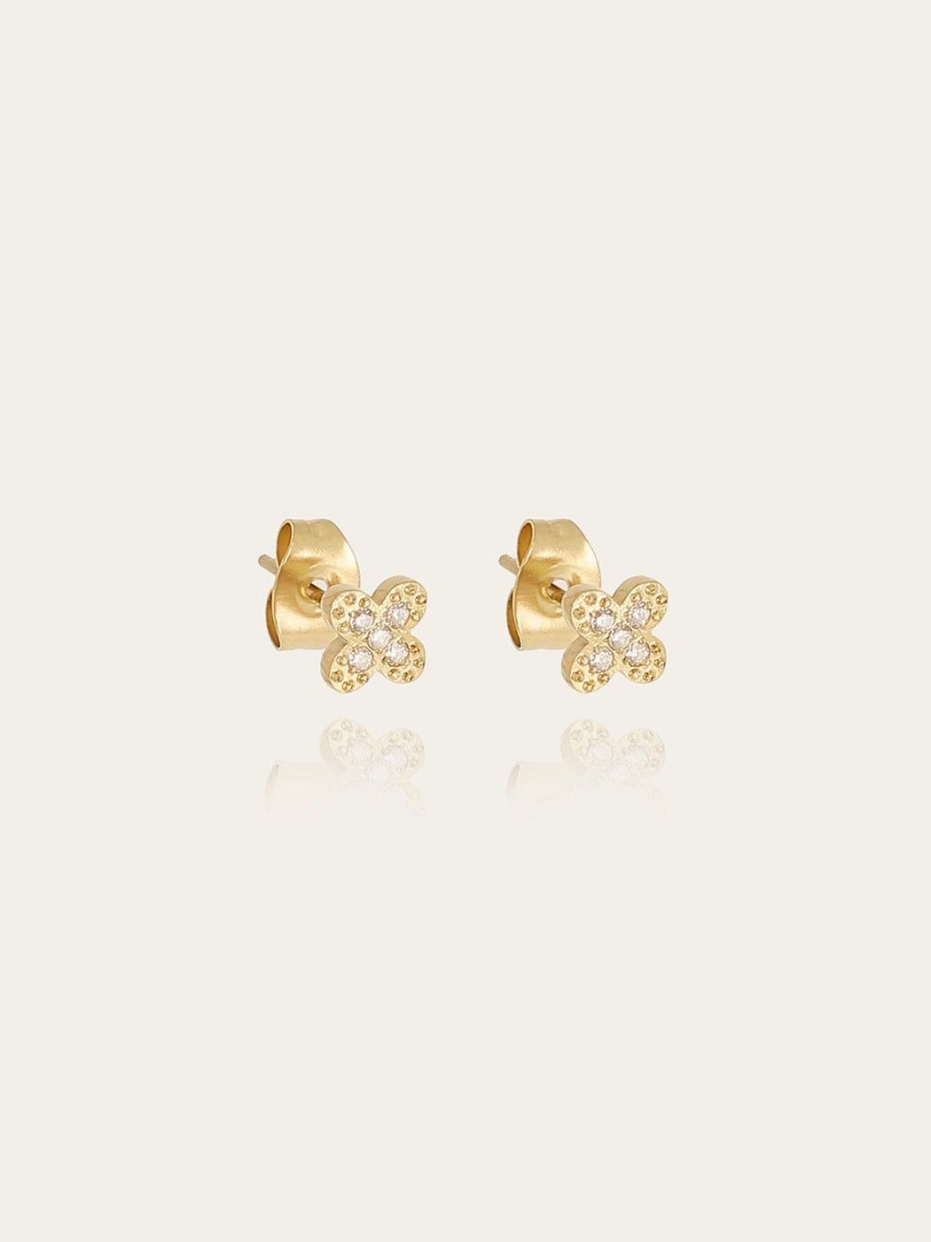 Amae earrings - gold-plated steel, cubic zirconia