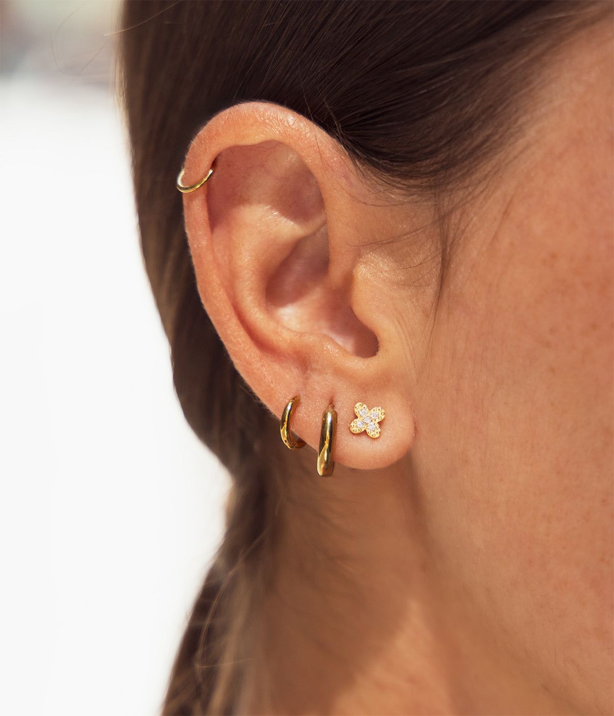 Amae earrings - gold-plated steel, cubic zirconia