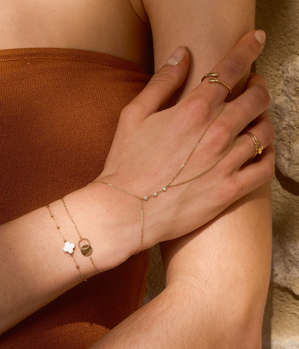 Velasquez bracelet - gold-plated steel, stone