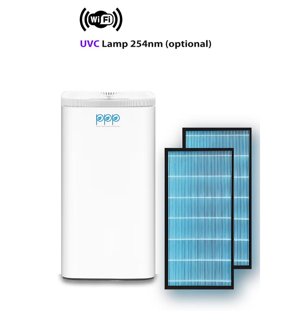 PPP空氣淨化機 (超高效能) Model: PPP-1200-01 UVC (WiFi) 內置 KV filters [ 一套（2件）]