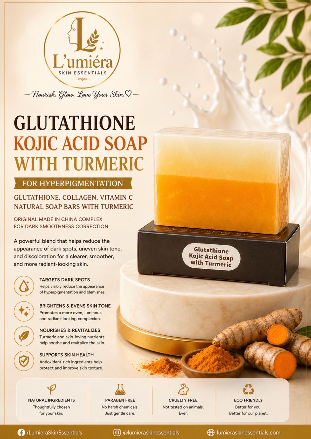 L’umiéra Signature Essentials Glutathione Kojic Soap With Turmeric 100g