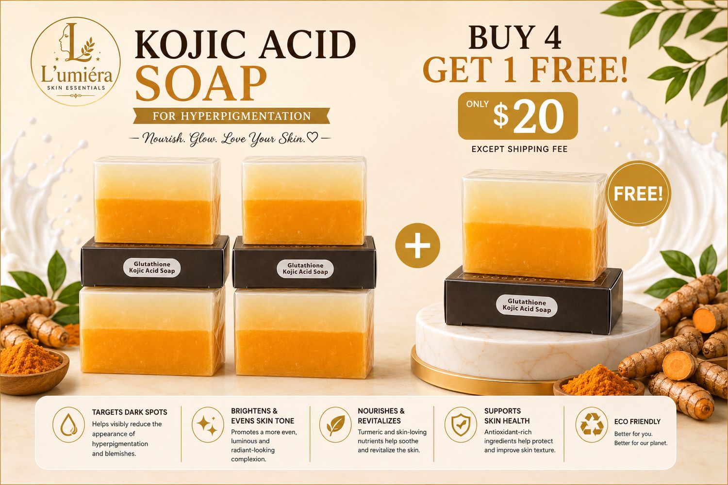 Buy 4 get 1 Free Kojic With Glutathione
